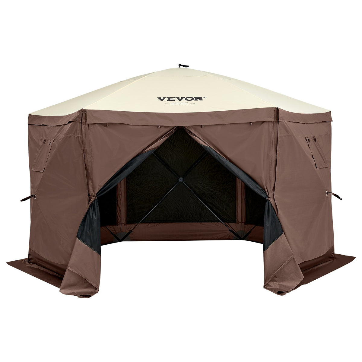 VEVOR 3.5 x 3.5 m Canopy – 6-Sided Pop-Up, Sun Protection and Waterproof, Brown