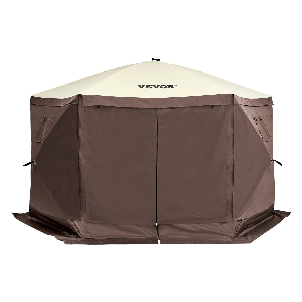 VEVOR 3.5 x 3.5 m Canopy – 6-Sided Pop-Up, Sun Protection and Waterproof, Brown