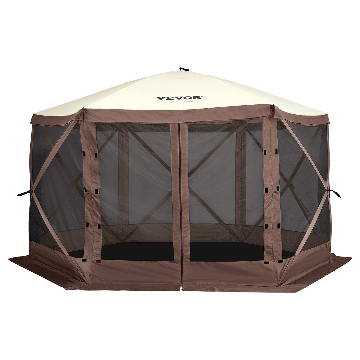 VEVOR 3.5 x 3.5 m Canopy – 6-Sided Pop-Up, Sun Protection and Waterproof, Brown