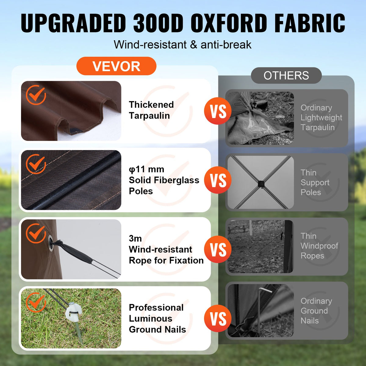 VEVOR 3.5 x 3.5 m Canopy – 6-Sided Pop-Up, Sun Protection and Waterproof, Brown
