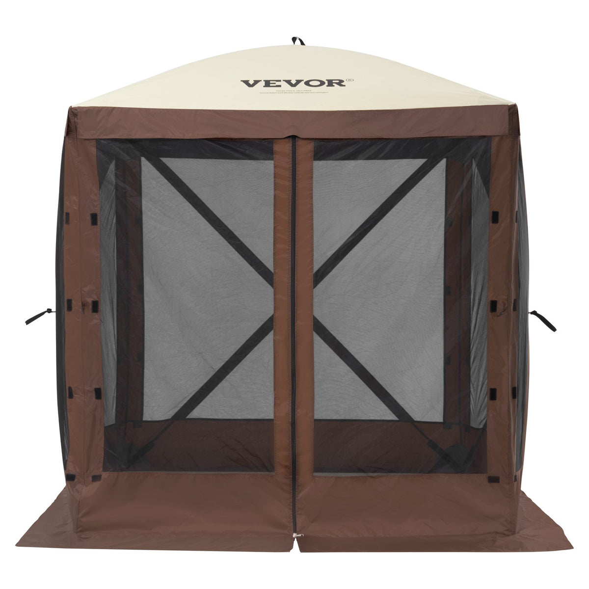 VEVOR 1,83 x 1,83 x 2,1 м nojume – 4-ст. Pop-Up, saules aizsardzība un ūdensnecaurlaidīga, brūna