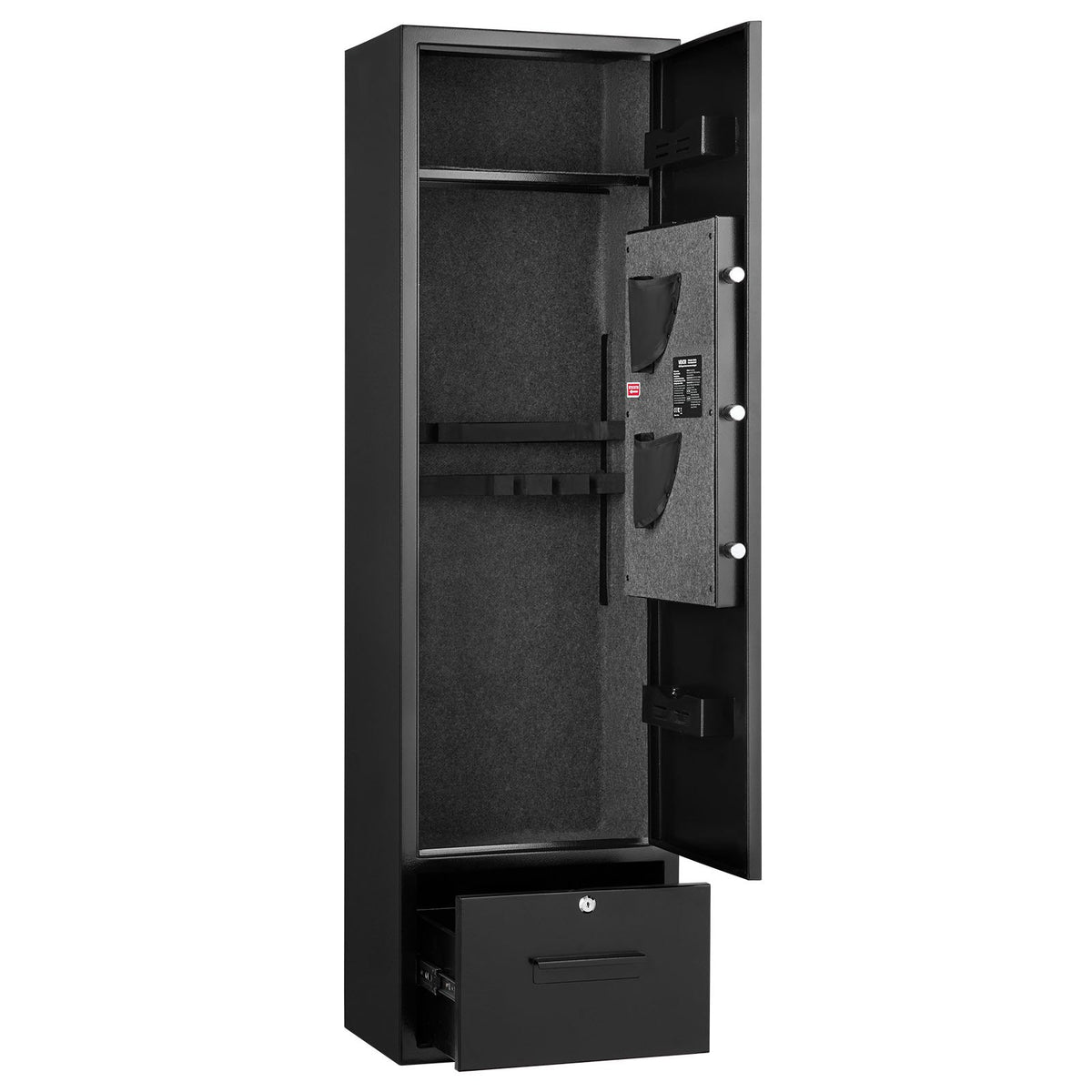 VEVOR Gun Safe for 4 Firearms, Long Gun and Pistol Cabinet with Quick Access Lock, 2 Ammunition Compartments, 2 Pistol Pockets and 2 Adjustable Shelves, Large Digital Cabinet with Key and Password