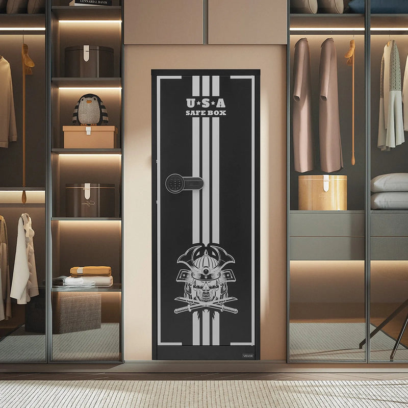 VEVOR ieroču seifs 4 šautenēm, garo ieroču un pistoles skapis, ātrās piekļuves šauteņu seifs ar 3 patronu nodalījumiem un 2 regulējamām turētāju rindām, liels digitālais seifs ar atslēgas un paroles slēdzeni