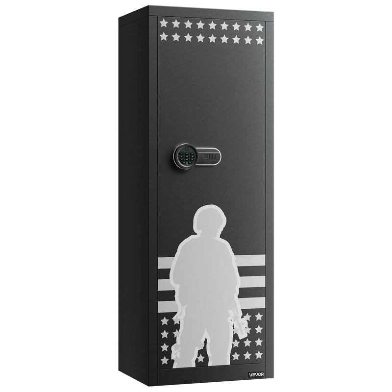 VEVOR ieroču seifs 10–12 šautenēm, garo ieroču un pistoles skapis, ātrās piekļuves šauteņu seifs ar 4 pistoles kabatām un 3 regulējamām turētāju rindām, liels digitālais seifs ar atslēgas un paroles slēdzeni