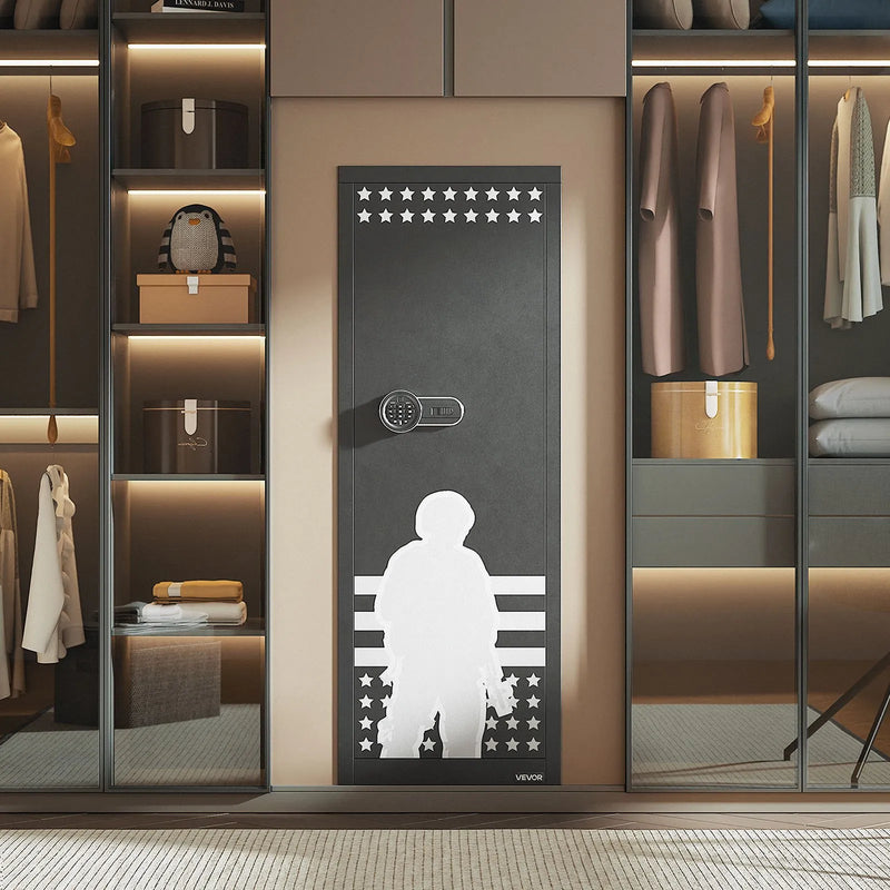 VEVOR ieroču seifs 10–12 šautenēm, garo ieroču un pistoles skapis, ātrās piekļuves šauteņu seifs ar 4 pistoles kabatām un 3 regulējamām turētāju rindām, liels digitālais seifs ar atslēgas un paroles slēdzeni