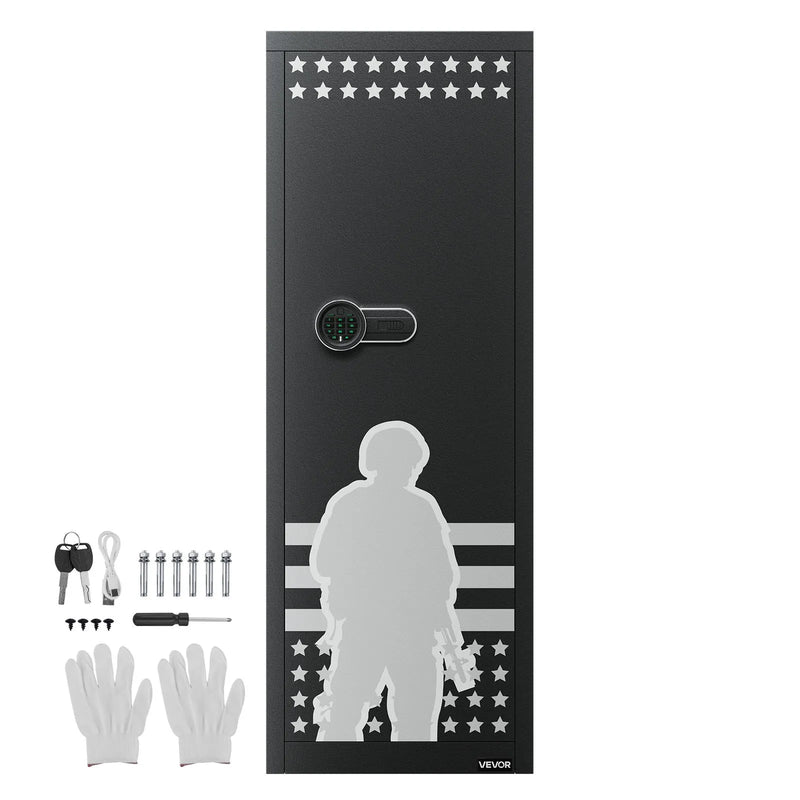 VEVOR ieroču seifs 10–12 šautenēm, garo ieroču un pistoles skapis, ātrās piekļuves šauteņu seifs ar 4 pistoles kabatām un 3 regulējamām turētāju rindām, liels digitālais seifs ar atslēgas un paroles slēdzeni