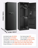 VEVOR ieroču seifs 6–8 šautenēm, garo ieroču un pistoles skapis, ātrās piekļuves šauteņu seifs ar 3 patronu nodalījumiem un 2 regulējamām turētāju rindām, liels digitālais seifs ar atslēgas un paroles slēdzeni