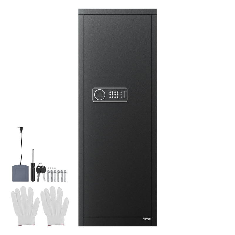 VEVOR ieroču seifs 6–8 šautenēm, garo ieroču un pistoles skapis, ātrās piekļuves šauteņu seifs ar 3 patronu nodalījumiem un 2 regulējamām turētāju rindām, liels digitālais seifs ar atslēgas un paroles slēdzeni