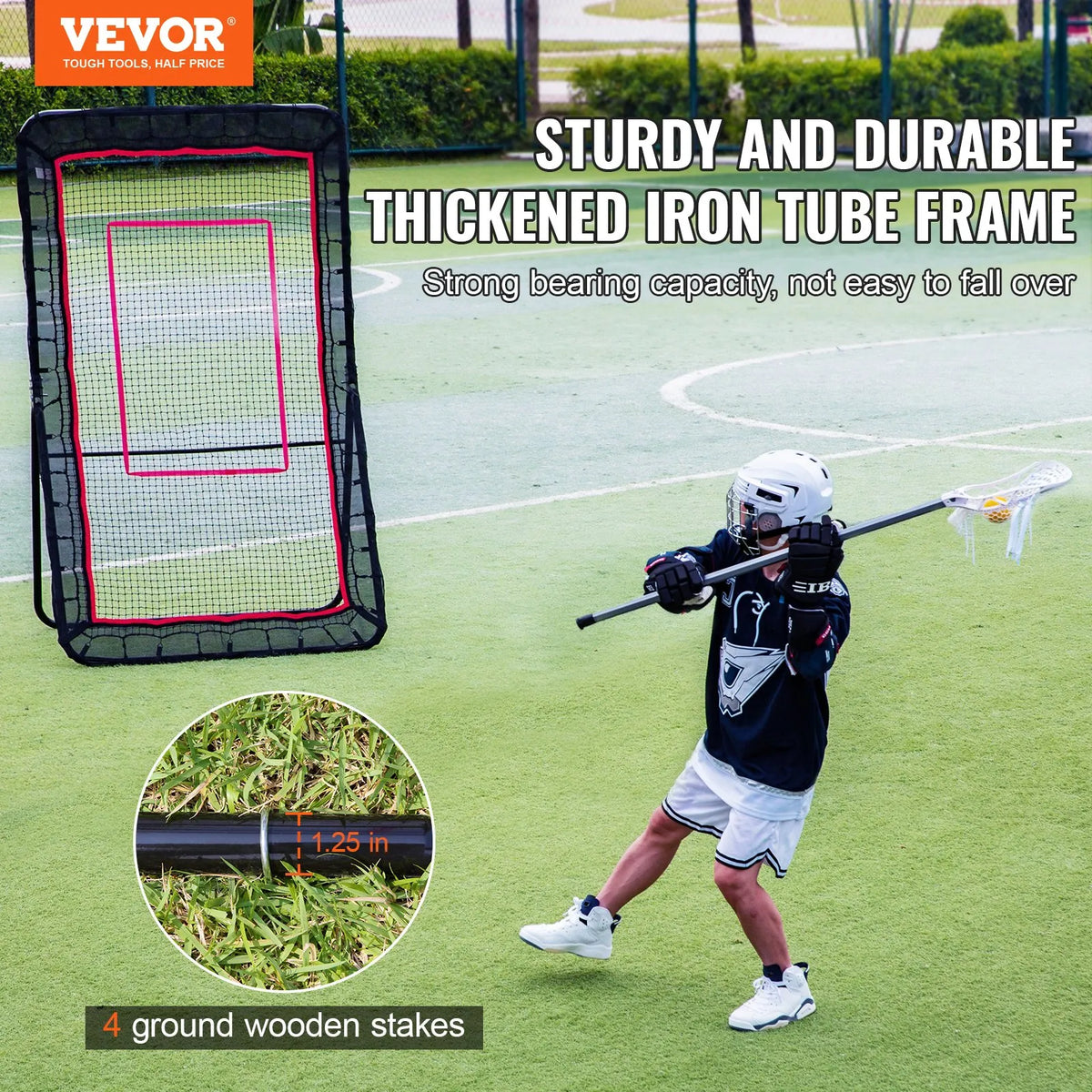 VEVOR Rebound Net 1.22 × 2.13 m with Adjustable Angle for Lacrosse, Volleyball and Baseball