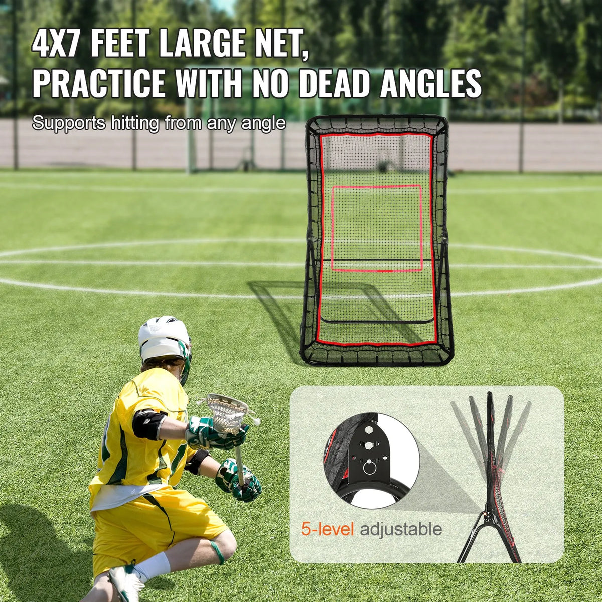 VEVOR Rebound Net 1.22 × 2.13 m with Adjustable Angle for Lacrosse, Volleyball and Baseball