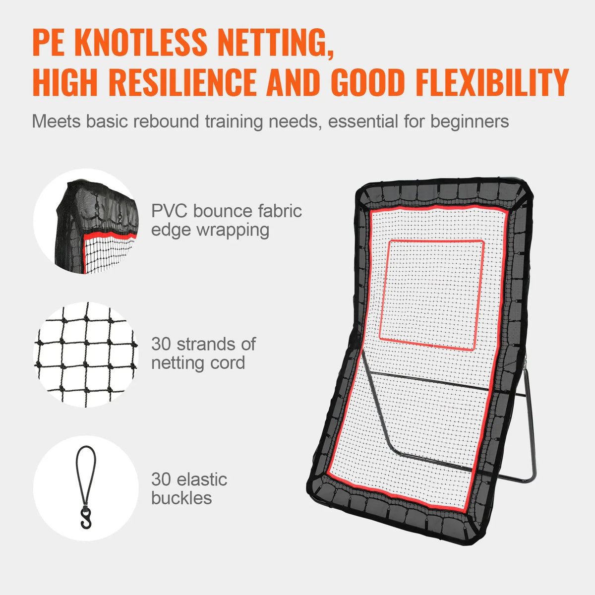 VEVOR Rebound Net 1.22 × 2.13 m with Adjustable Angle for Lacrosse, Volleyball and Baseball