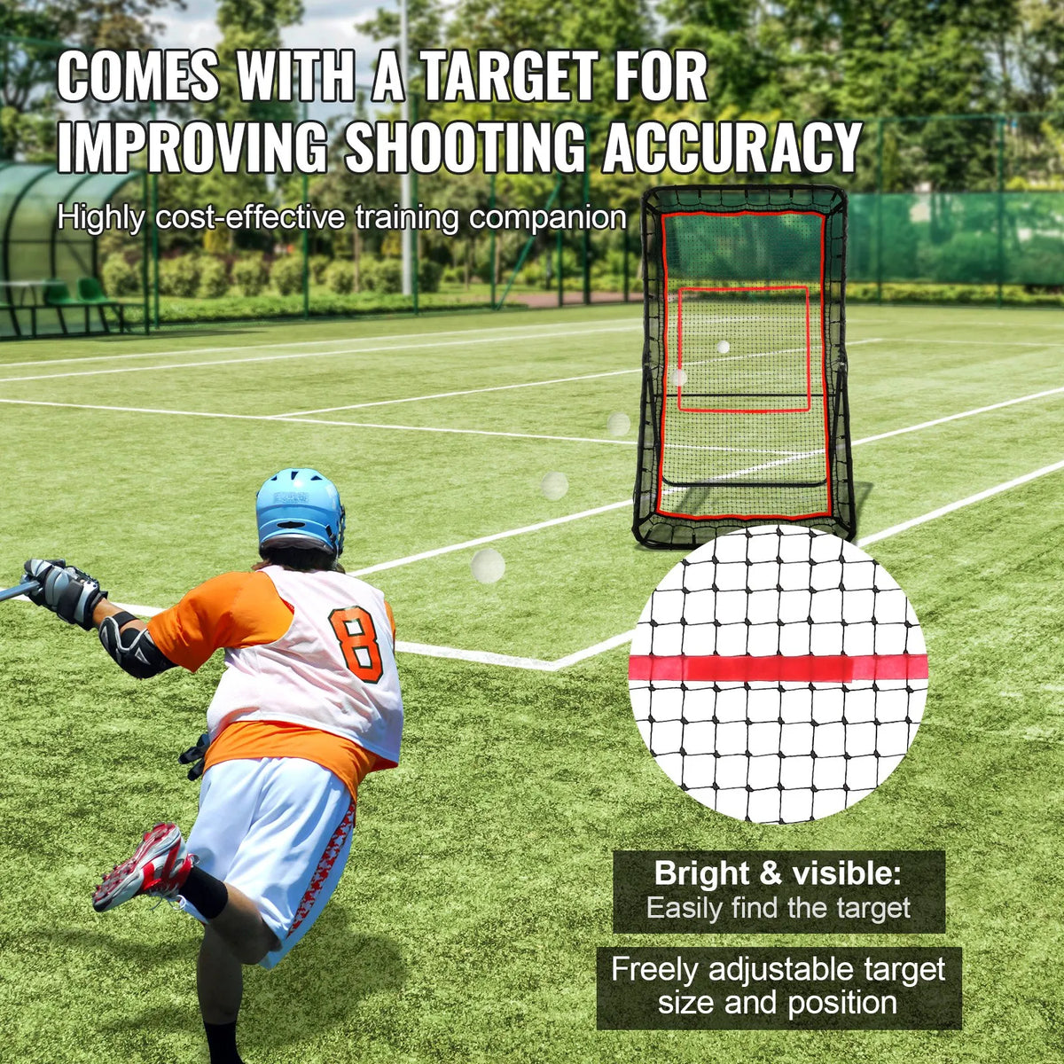 VEVOR Rebound Net 1.22 × 2.13 m with Adjustable Angle for Lacrosse, Volleyball and Baseball