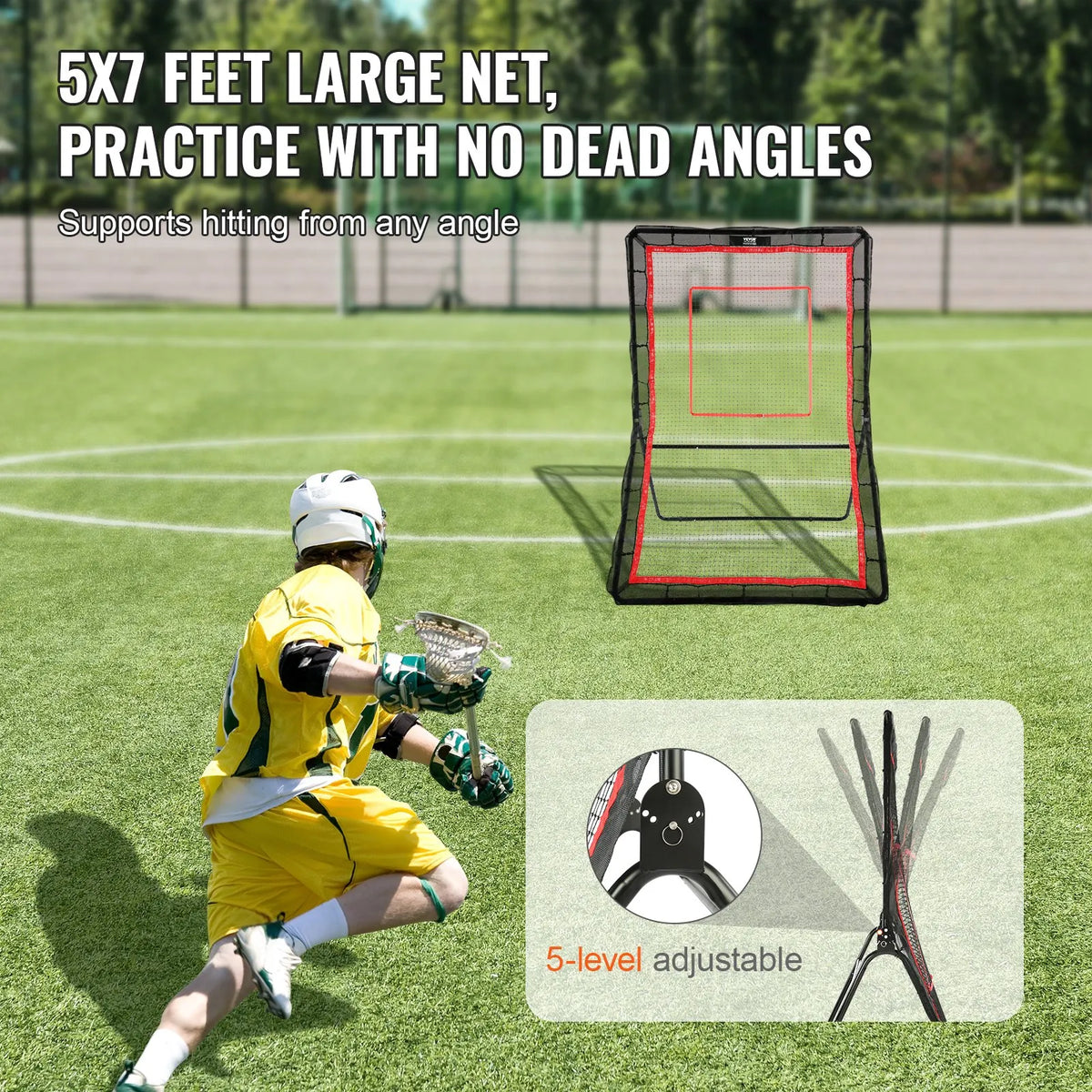 VEVOR Rebound Net 1.52 × 2.13 m with Adjustable Angle for Lacrosse, Volleyball and Baseball