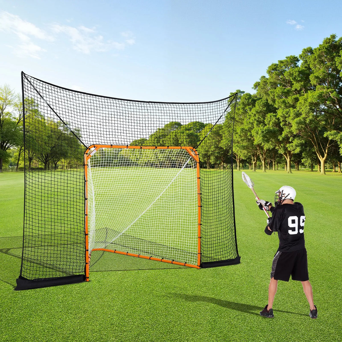 VEVOR Hockey and Lacrosse Behind-the-Goal Net 3.66 × 2.74 m with Accessories, Net Only