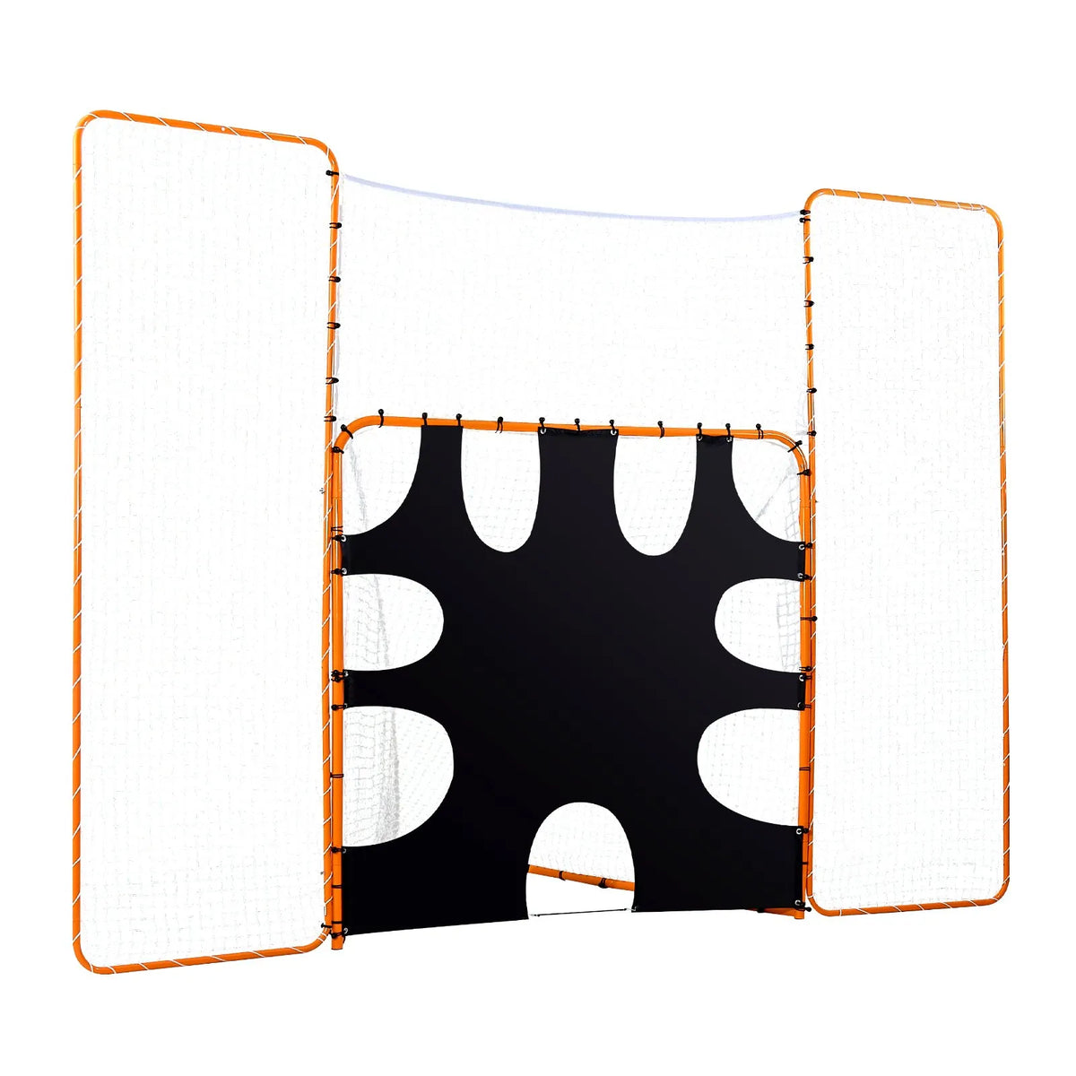 VEVOR Lacrosse Goals 3 in 1 3.66 × 2.74 m with Backnet and Target, Steel Frame, Orange