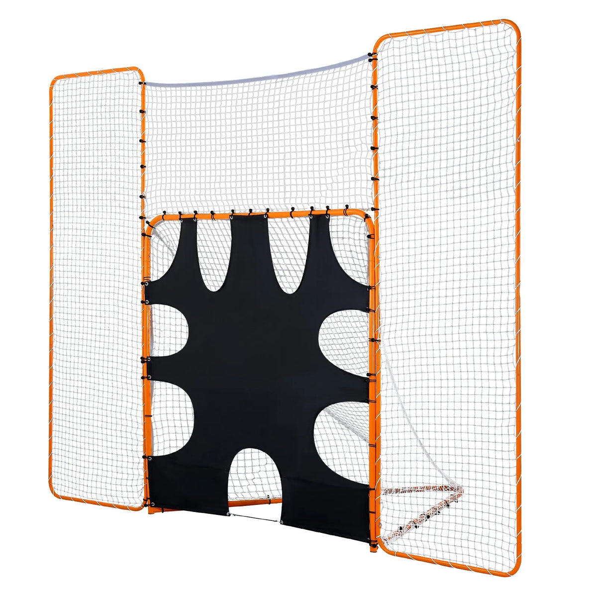 VEVOR Lacrosse Goals 3 in 1 3.66 × 2.74 m with Backnet and Target, Steel Frame, Orange