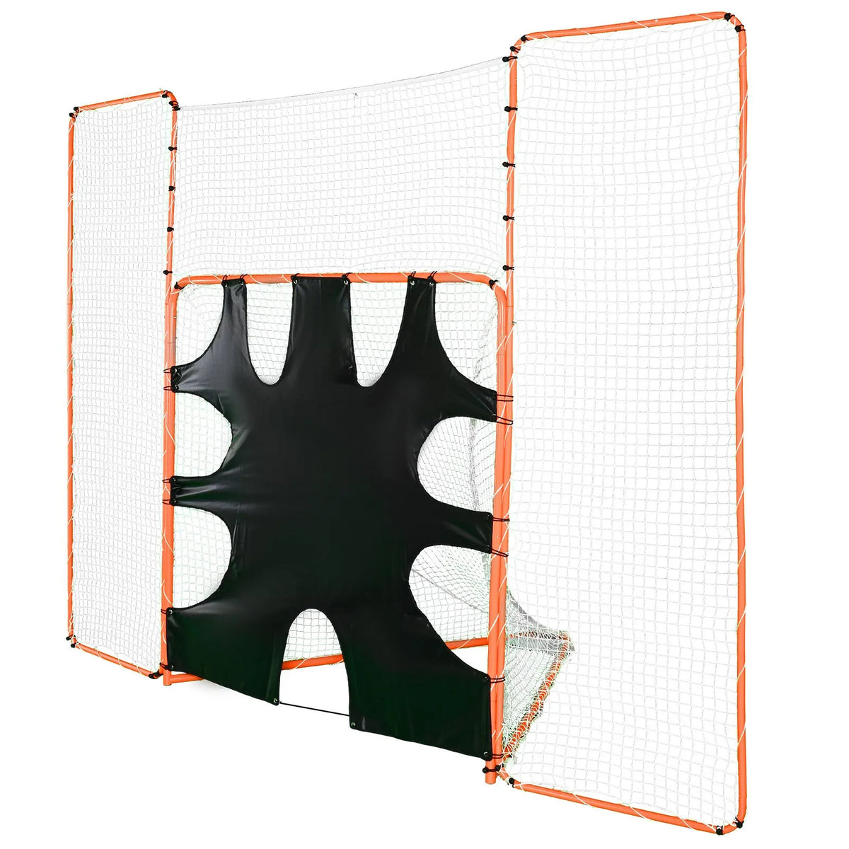 VEVOR Lacrosse Goals 3 in 1 3.66 × 2.74 m with Protective Net, Targets and Rebound Function, Orange
