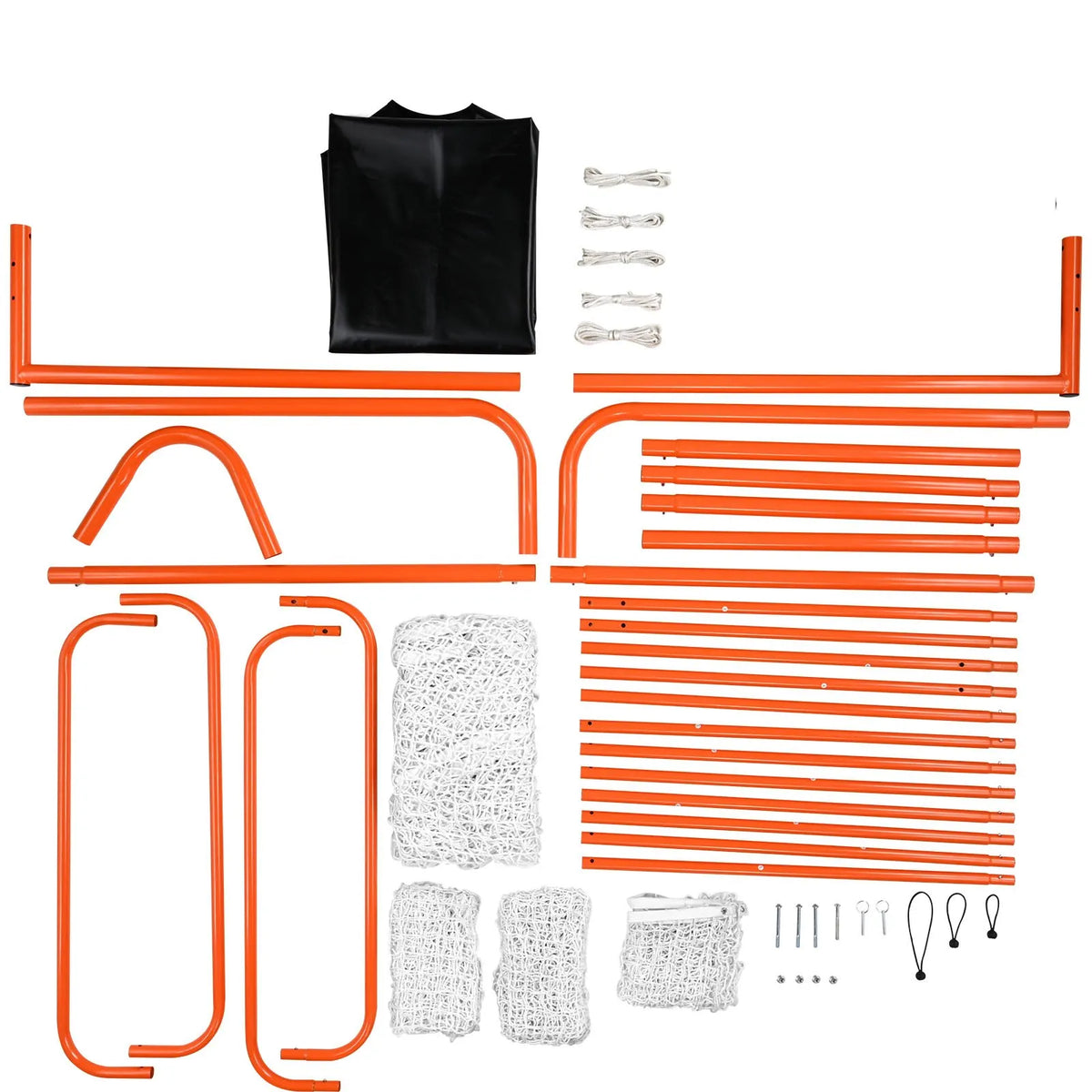VEVOR Lacrosse Goals 3 in 1 3.66 × 2.74 m with Protective Net, Targets and Rebound Function, Orange