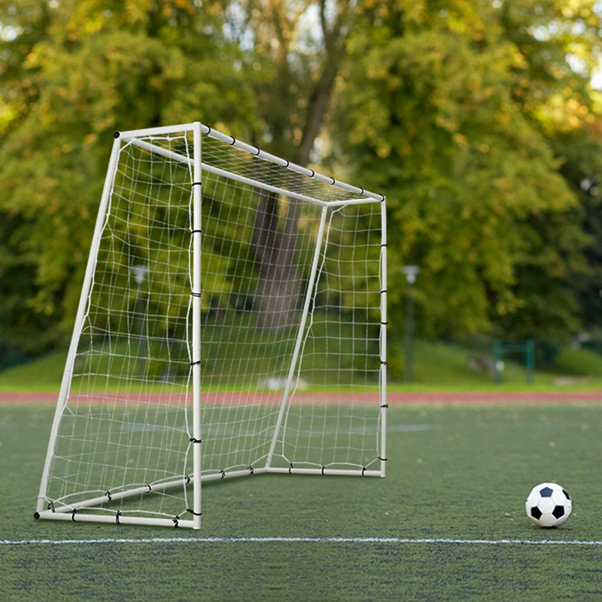 VEVOR jalgpalli põrketreener 240 × 180 cm kahepoolse võrgu ja väravaga