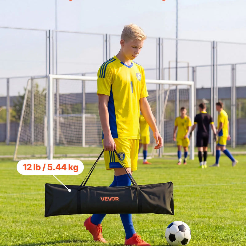 VEVOR futbola atsitiena tīkls 2 vienā, 1830 × 1085 mm, futbola treniņu vārti piespēļu, bumbas kontroles un reakcijas treniņiem, ar stiklašķiedras stieņiem un tērauda rāmi