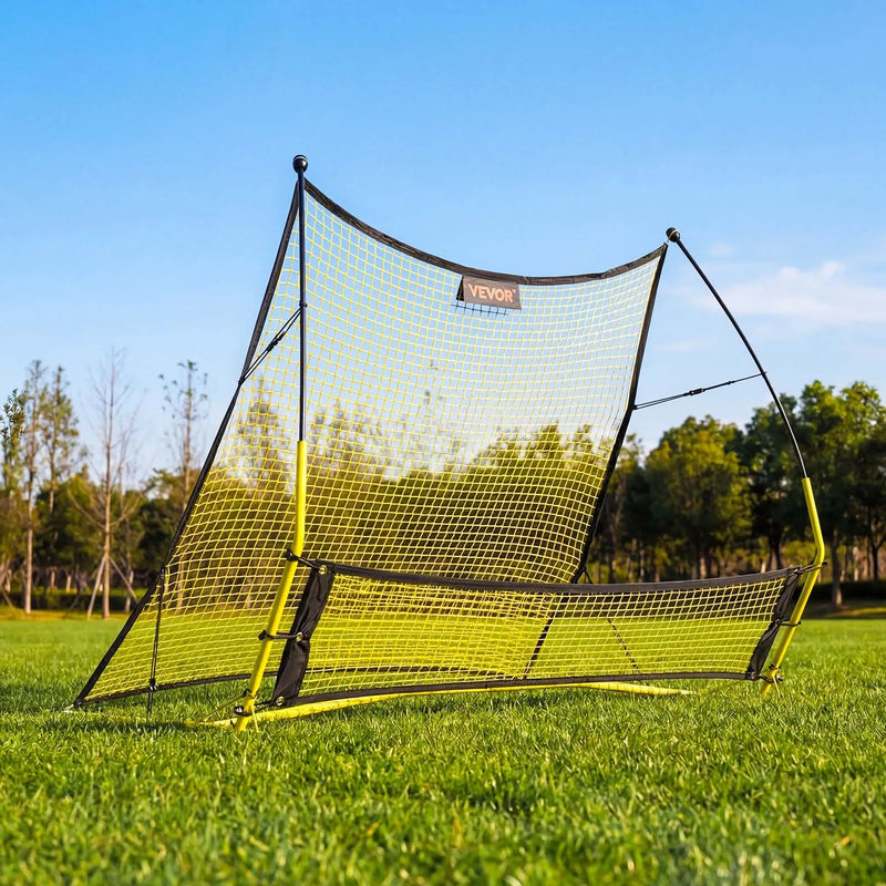 VEVOR futbola atsitiena tīkls 2 vienā, 1830 × 1085 mm, futbola treniņu vārti piespēļu, bumbas kontroles un reakcijas treniņiem, ar stiklašķiedras stieņiem un tērauda rāmi