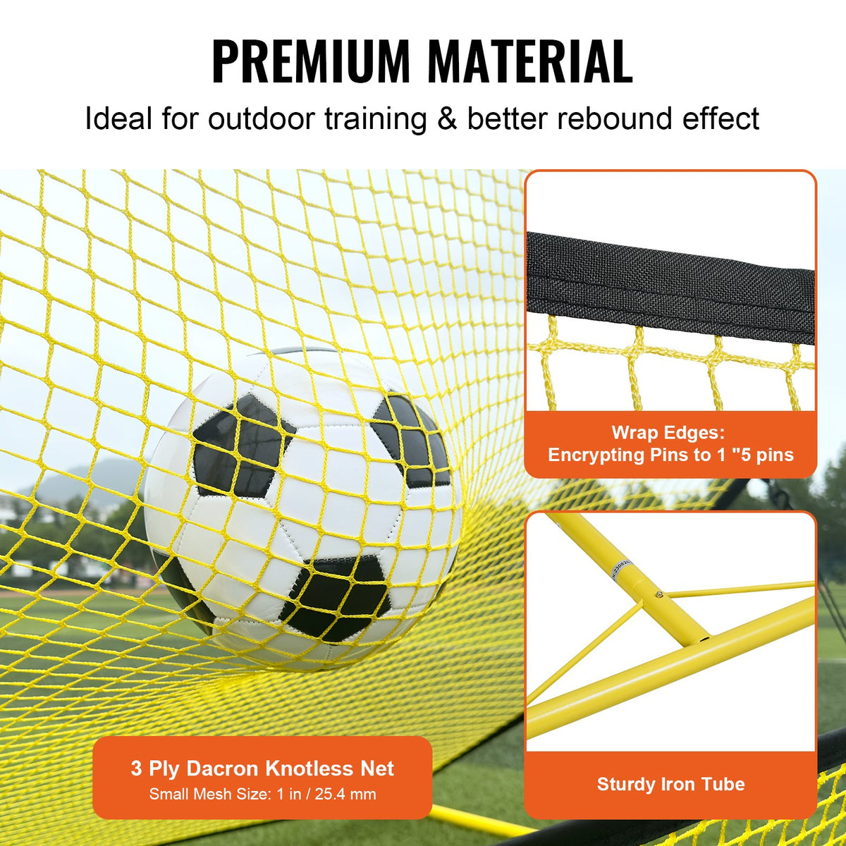 VEVOR futbola atsitiena tīkls 2 vienā, 183 × 130 cm