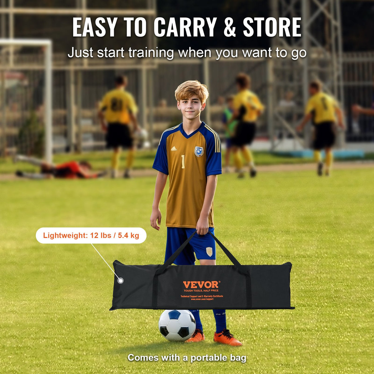 VEVOR futbola atsitiena tīkls 2 vienā, 183 × 130 cm