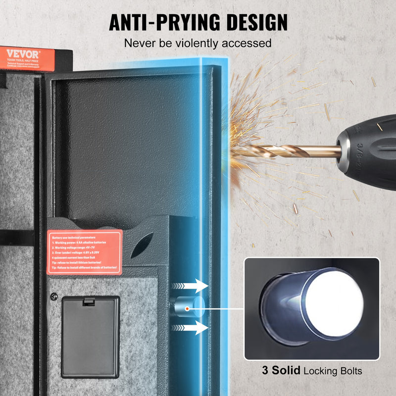 VEVOR ieroču seifs ar digitālo tastatūru un slēdzeni – paredzēts 2 šautenēm un 4 pistolēm