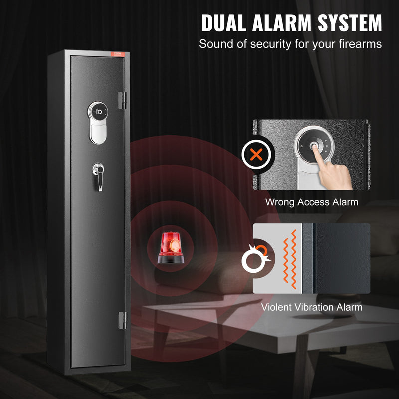 VEVOR ieroču seifs ar pirkstu nospiedumu slēdzeni – paredzēts 5 šautenēm un 4 pistolēm