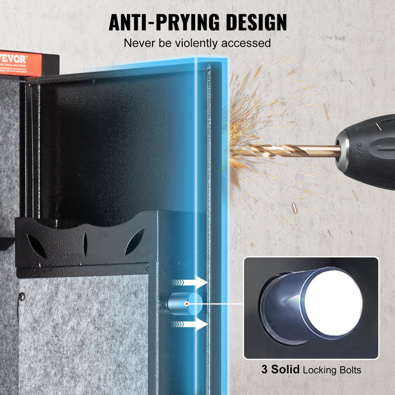 VEVOR ieroču seifs ar pirkstu nospiedumu slēdzeni – paredzēts 5 šautenēm un 4 pistolēm