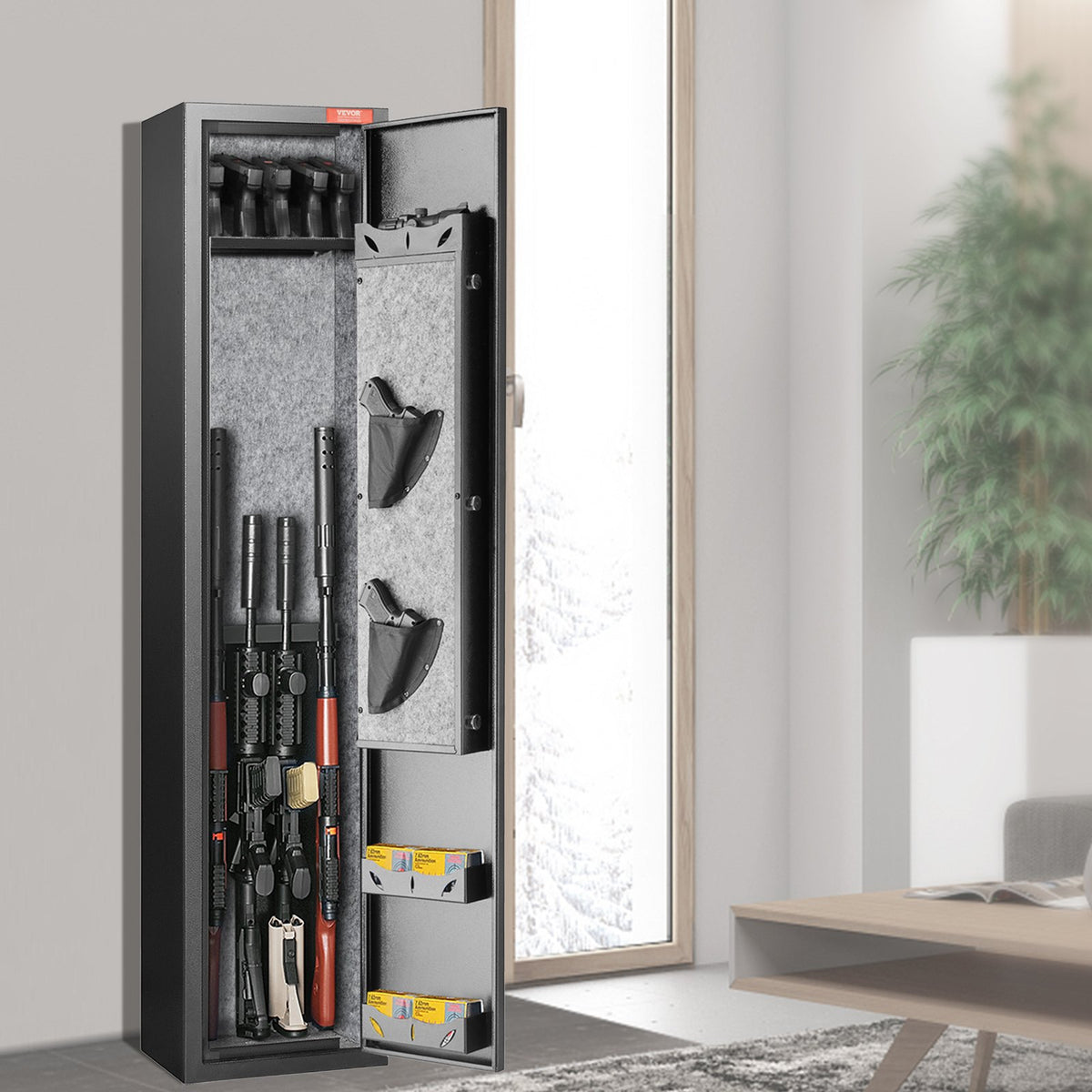 VEVOR Gun Safe with Fingerprint Lock – Holds 5 Rifles and 4 Pistols