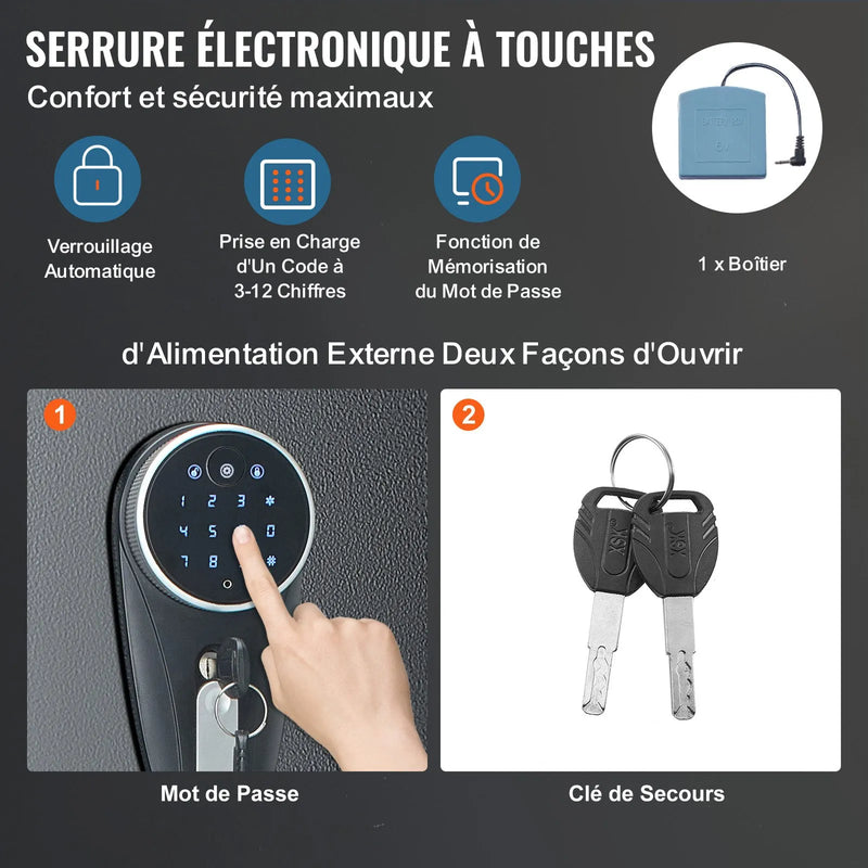 VEVOR ieroču seifs 7–8 šautenēm, šauteņu seifs ar digitālo tastatūras slēdzeni, ieroču uzglabāšanas skapis ar iebūvētu glabāšanas nodalījumu un noņemamu plauktu garo ieroču un pistoles uzglabāšanai mājās