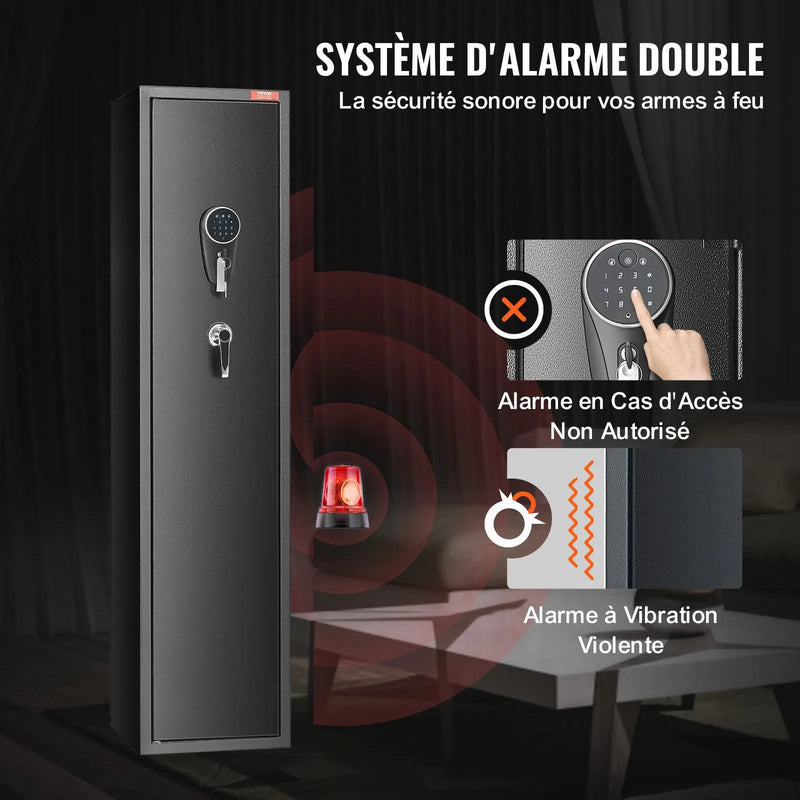 VEVOR ieroču seifs 7–8 šautenēm, šauteņu seifs ar digitālo tastatūras slēdzeni, ieroču uzglabāšanas skapis ar iebūvētu glabāšanas nodalījumu un noņemamu plauktu garo ieroču un pistoles uzglabāšanai mājās