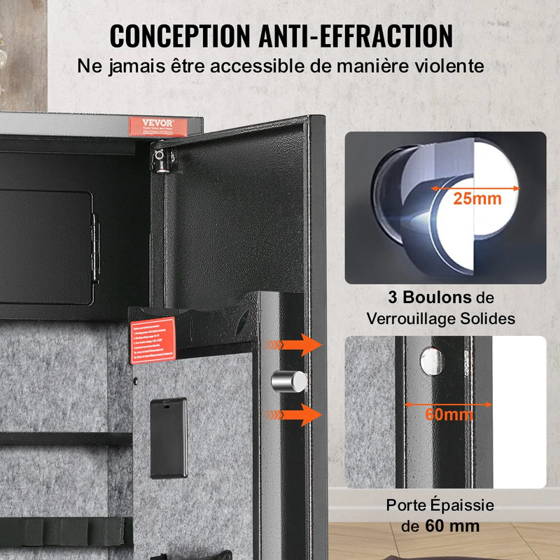 VEVOR ieroču seifs 7–8 šautenēm, šauteņu seifs ar digitālo tastatūras slēdzeni, ieroču uzglabāšanas skapis ar iebūvētu glabāšanas nodalījumu un noņemamu plauktu garo ieroču un pistoles uzglabāšanai mājās