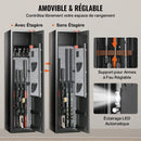 VEVOR ieroču seifs 7–8 šautenēm, šauteņu seifs ar digitālo tastatūras slēdzeni, ieroču uzglabāšanas skapis ar iebūvētu glabāšanas nodalījumu un noņemamu plauktu garo ieroču un pistoles uzglabāšanai mājās