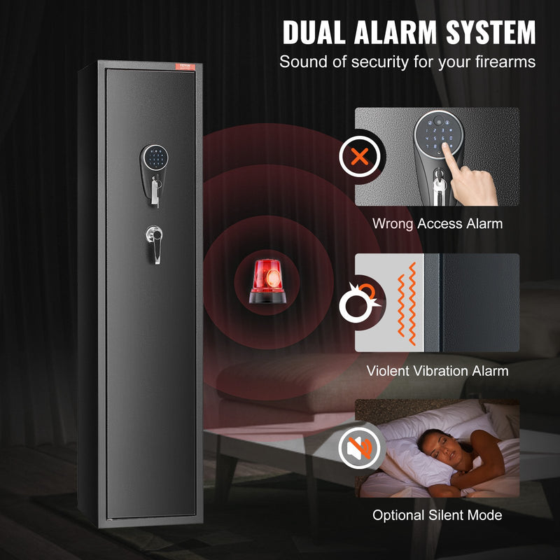 VEVOR ieroču seifs – Seifs šautenēm ar digitālo tastatūru un slēdzeni, 5 šauteņu uzglabāšanas skapis