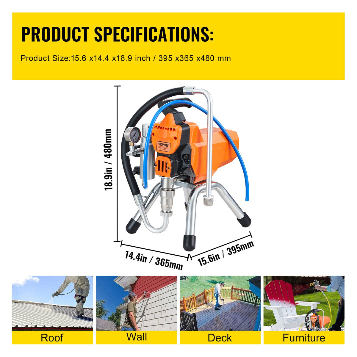 VEVOR High-Pressure Airless Paint Spray Gun 2200 W