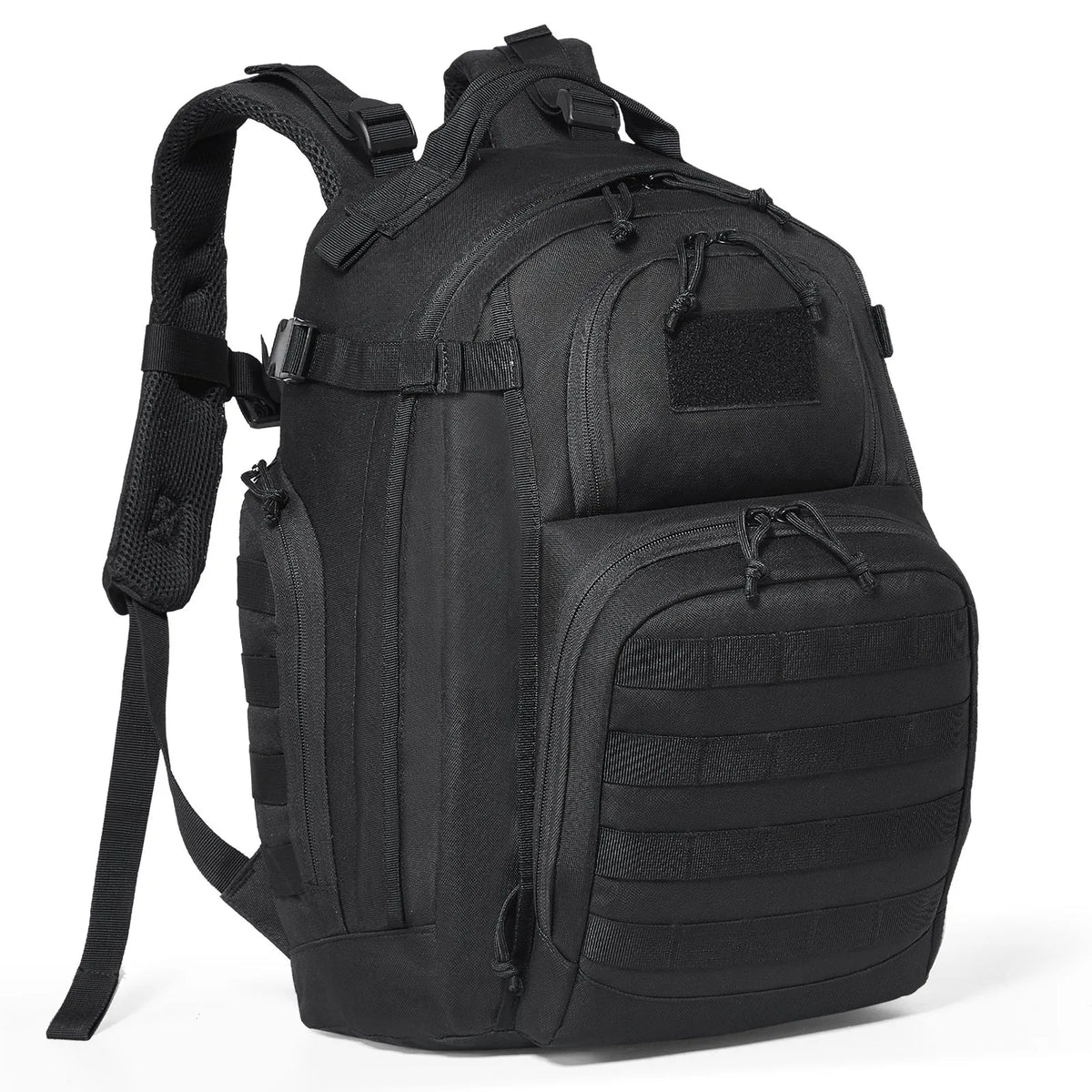 Tactical Backpack 25L Military Rucksack with MOLLE System and Padded Back, Army-Style Bag for Men and Women Hiking, Hunting and Outdoor Adventures, Black
