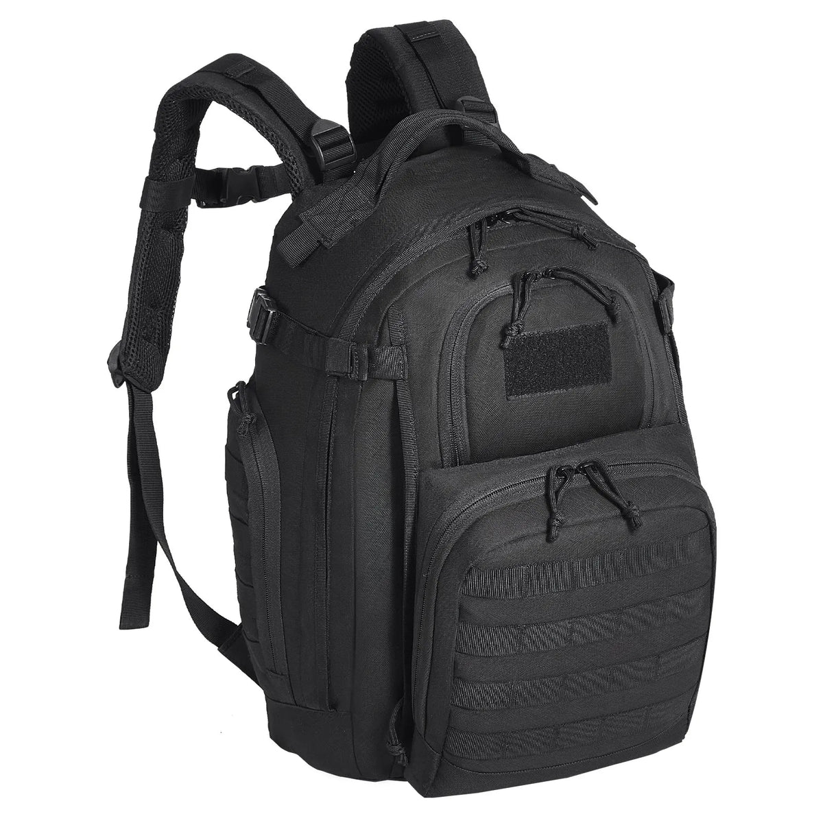 Tactical Backpack 25L Military Rucksack with MOLLE System and Padded Back, Army-Style Bag for Men and Women Hiking, Hunting and Outdoor Adventures, Black