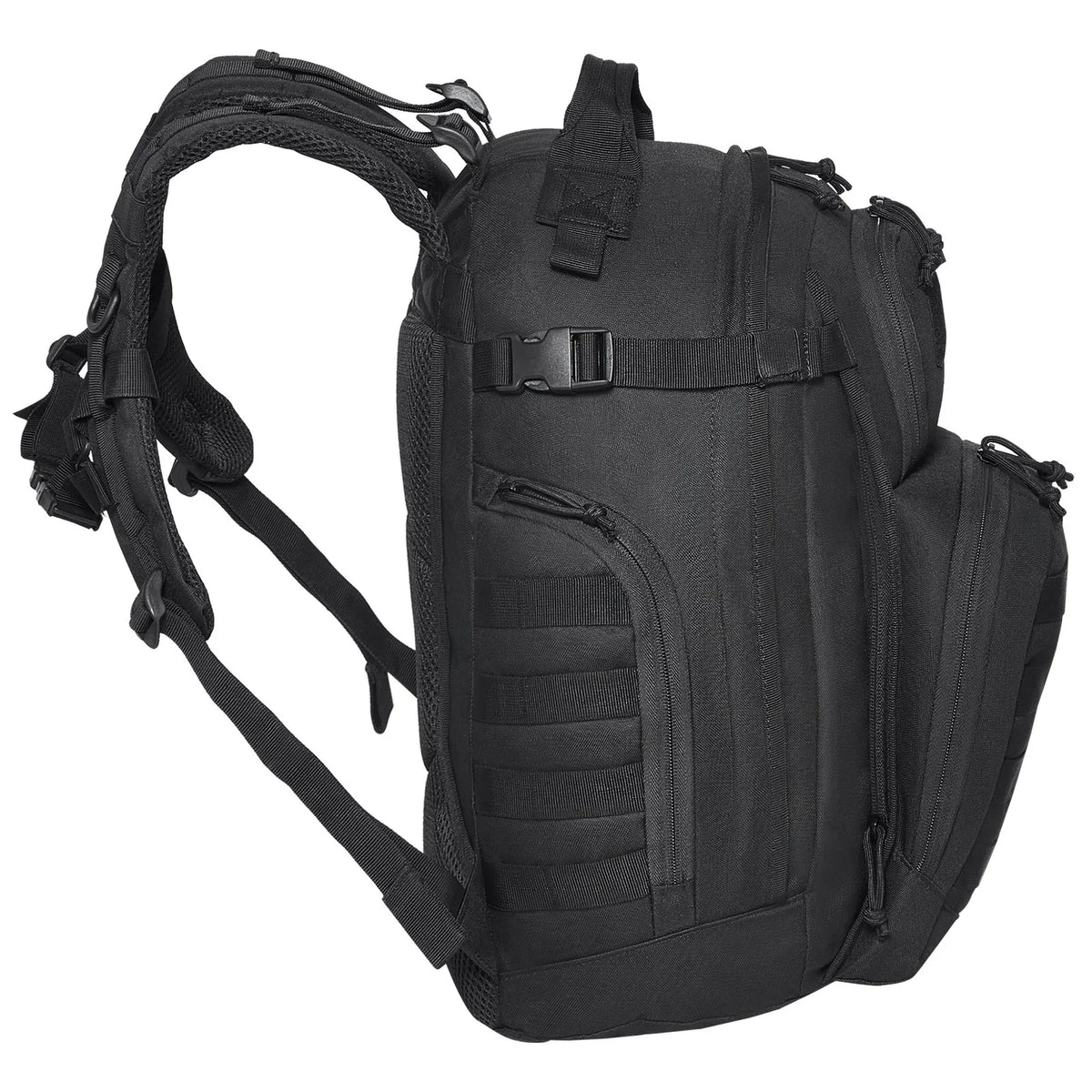 Tactical Backpack 25L Military Rucksack with MOLLE System and Padded Back, Army-Style Bag for Men and Women Hiking, Hunting and Outdoor Adventures, Black