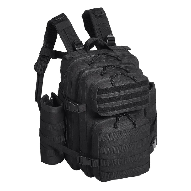 Taktiskā mugursoma 25 l, militāra tipa ar MOLLE sistēmu, 3 nodalījumiem, melna