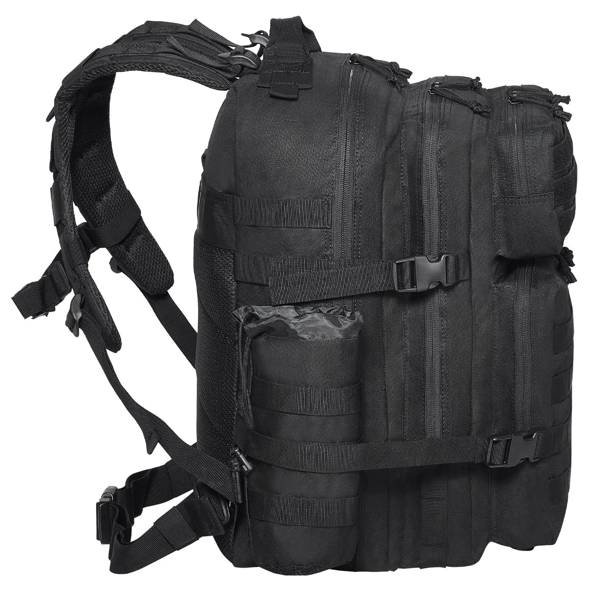 Tactical Backpack 45 L — Military Backpack with Molle System and 3 Compartments, Black
