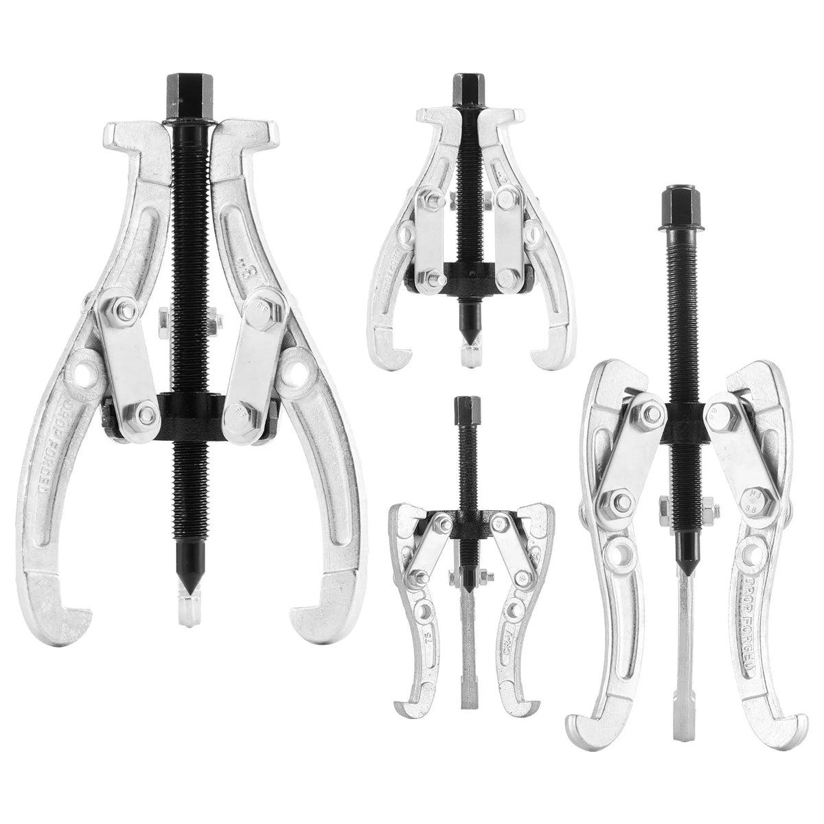 VEVOR Gear Puller Set, 76.2 / 101.6 / 152.4 / 203.2 mm 3-Jaw Bearing Pullers with Reversible Jaws, 2-Jaw / 3-Jaw Pulley Puller, 4-Piece Bearing Puller Tool Kit for Pulley, Gear, Bearing and Flywheel Removal