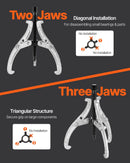 VEVOR zobratu noņēmēju komplekts, 76,2 / 101,6 / 152,4 / 203,2 mm 3-žokļu gultņu noņēmēji ar apgriežamiem žokļiem, 2-žokļu / 3-žokļu skriemeļu noņēmējs, 4 gab. gultņu noņēmēju instrumentu komplekts skriemeļu, zobratu, gultņu un spararatu demontāžai.