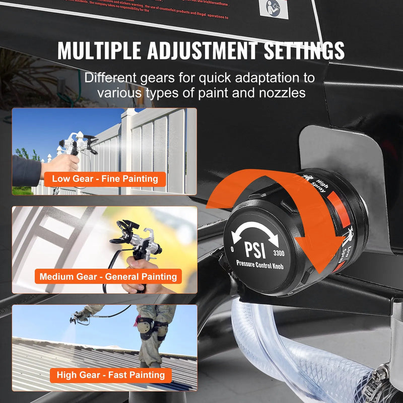 Statīva elektriskais bezgaisa krāsu smidzinātājs, 950 W, 3000 PSI, augstas efektivitātes krāsošana ar smalku un vienmērīgu pārklājumu, rokas krāsu smidzinātājs mājas iekštelpu un āra mēbelēm, žogiem