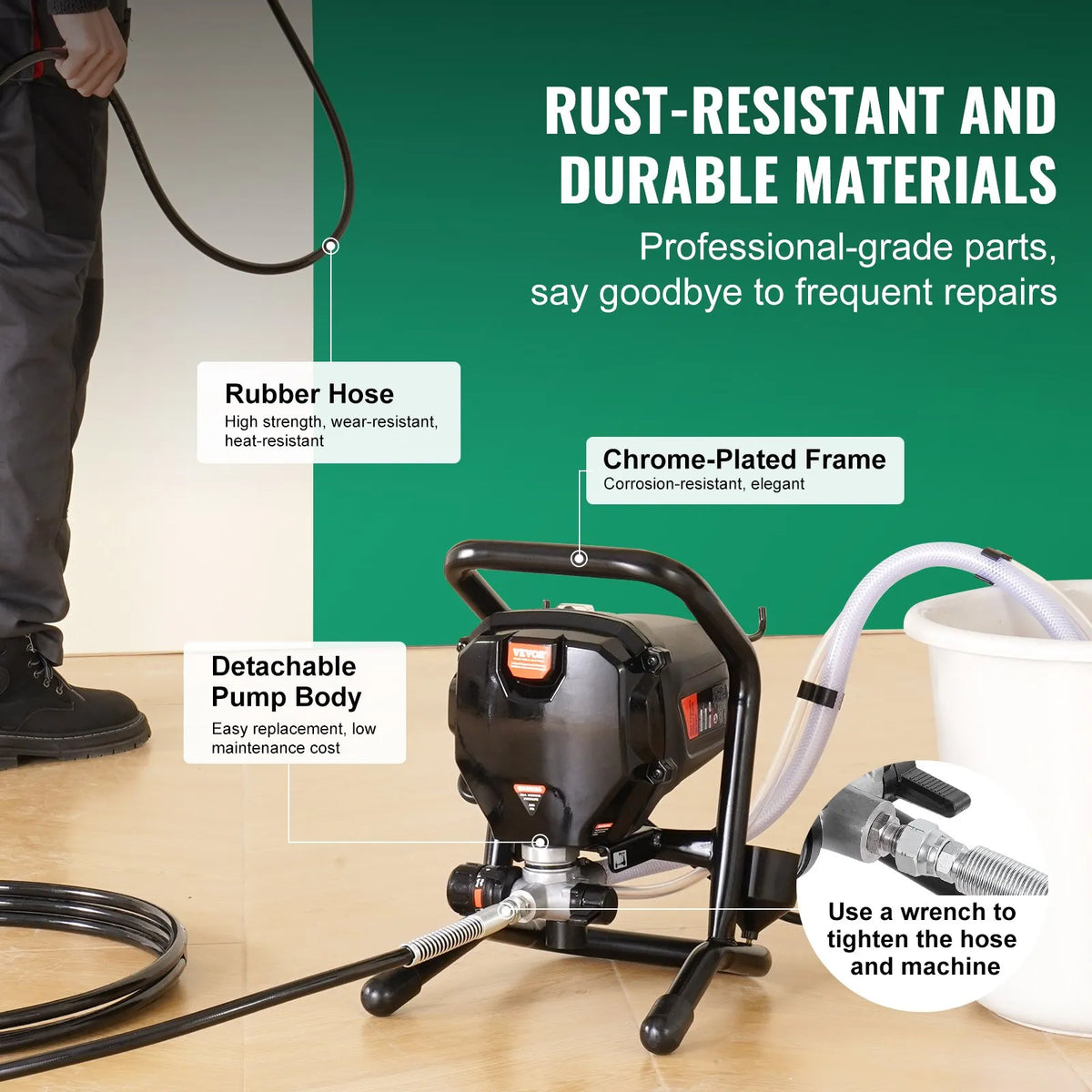 Stationary Airless Paint Sprayer, 750 W, 206 bar, High-Efficiency Electric Airless Spray Gun, Fine and Even Coating Effect, Hand Painting Gun for Indoor and Outdoor Furniture