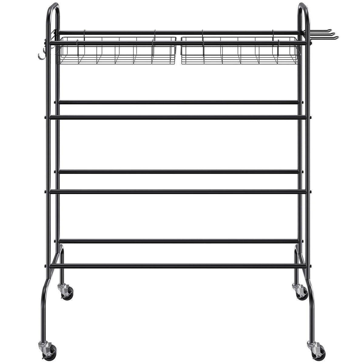 VEVOR 4-Tier Sports Equipment Rack on Wheels with Hooks and Baskets