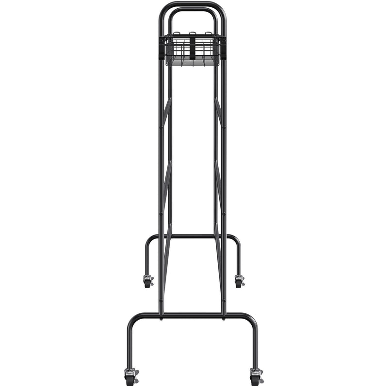 VEVOR 4 Līmeņu Ritošais Basketbola Treniņu Inventāra Statīvs, Sporta Aprīkojuma Uzglabāšanas Organizētājs ar Ritenīšiem, Āķiem un Groziem