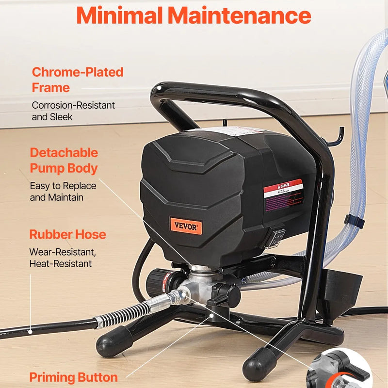 Grīdas tipa bezgaisa elektriskā krāsošanas iekārta 650 W, 206 bar spiediens