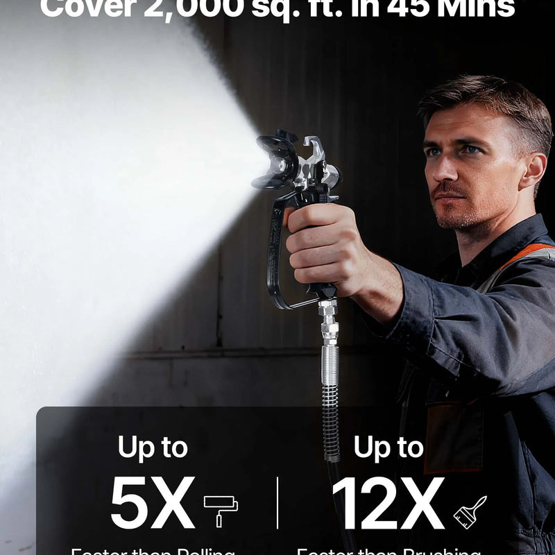 VEVOR statīva tipa bezgaisa krāsas smidzinātājs, 650 W, 20,7 MPa augstspiediena bezgaisa krāsošanas iekārta ar ratiņiem, tīrīšanas birsti, šļūteni, pagarinājuma kātu un sprauslām, elektriskā krāsošanas iekārta mājas iekšdarbiem un ārdarbiem